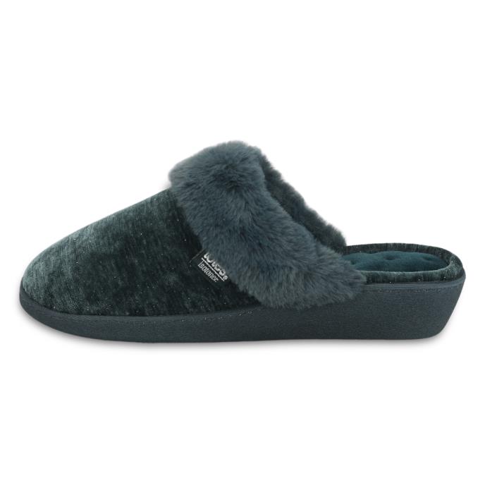 Isotoner® Ladies Sparkle Heeled Mule Slipper Green Extra Image 3